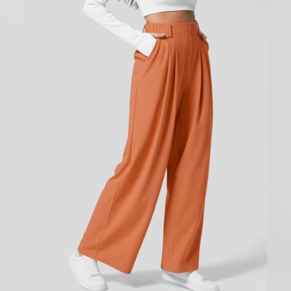 Halara High Waisted Plicated Side Pocket Wide Leg Waffle Pants XL